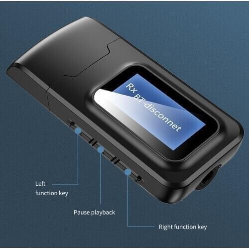 Bluetooth 5.0 USB Dongle Audio Receiver Transmitter with LCD Display for TV Car PC Mini 3.5mm Jack AUX USB Wireless Adapter