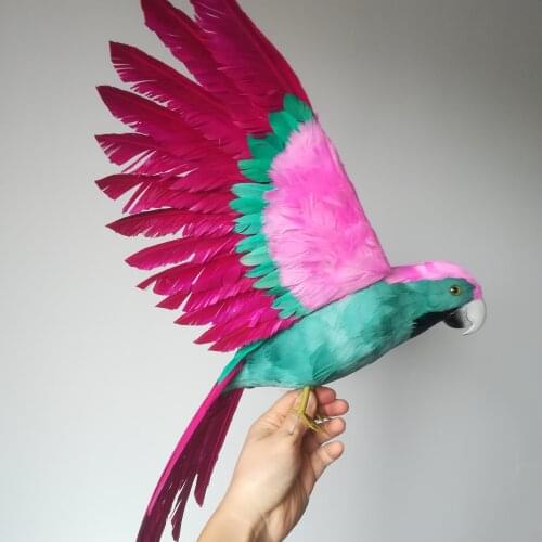 Large 42x60cm green &pink feathers parrot bird hard model, foam & feathers bird prop,home garden decoration toy gift b0929