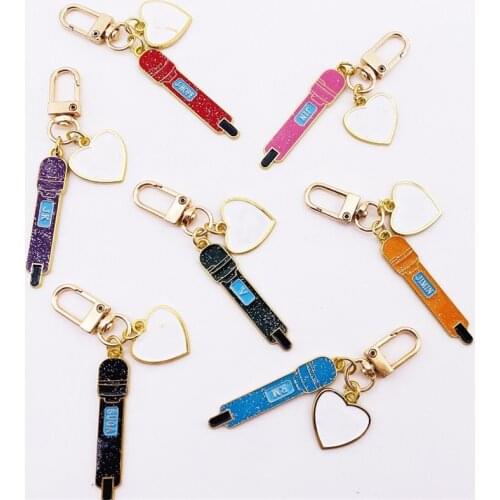 KPOP Bangtan Boys Album Keychains Metal Pendant Microphone Accessories Keychain JUNGKOOK JIMIN SUGA V JIN JHOPE RM Bag Pendants