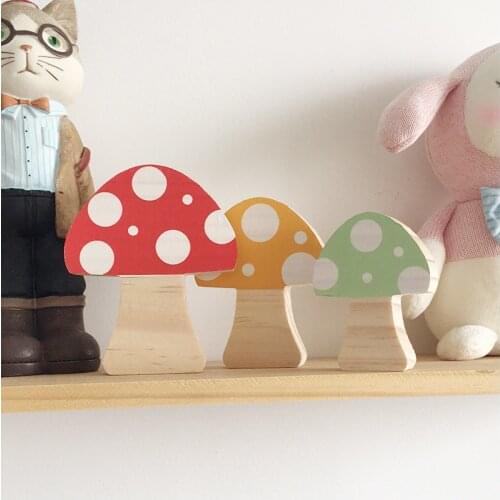 Wooden mushroom Block for Kids Room Decor 3PCS/Lot Wooden Ornament Baby Nursery Decoration Nordic Wood Kids Boy Girl Baby Room
