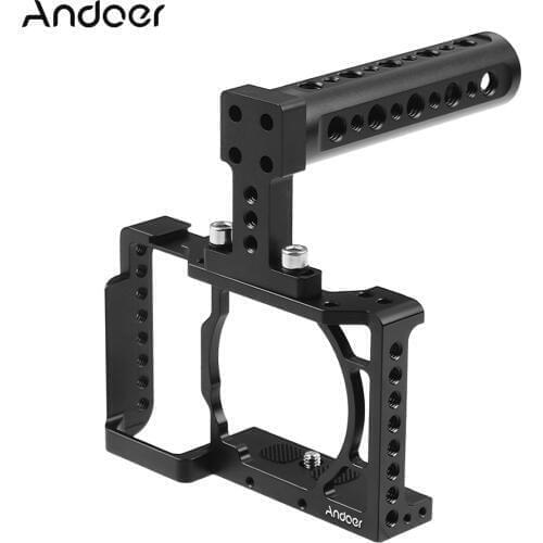 Camera Cage w/ Top Handle Kit Video Film Movie Making Stabilizer 1/4In Screw with Cold Shoe Mount for Sony A6500/A6400 Camera
