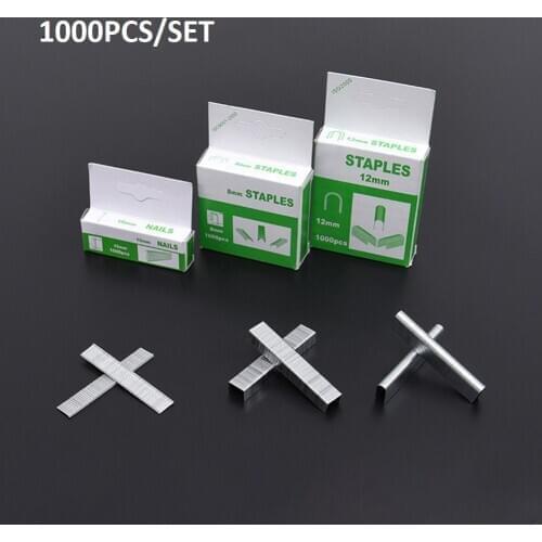 1000Pcs U-Shaped/Square Nails Assorted Staples And Brad Nails 8mm 12mm 10mm For DIY Home Gardening Gun Parts