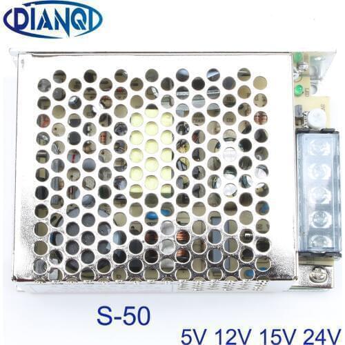 DIANQI Switching power supply for LED Strip light S-50w 5V 12V 15V 24V ac dc converter S-50-5 S-50-12 S-50-15 S-50-24