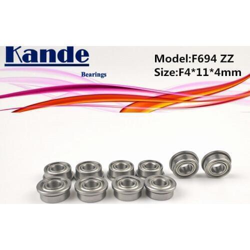 Kande Bearings F694ZZ 10pcs ABEC-1 F694 ZZ F694-2Z Miniature Deep Groove Ball Bearing F4*11*4mm 694 F694