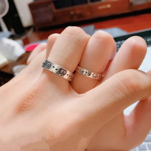 1:1Trendy High Quality S925 Sterling Silver Retro Style Bone Hot Sell Ring, Ladies Logo Original Micro-Label Luxury Jewelry Gift