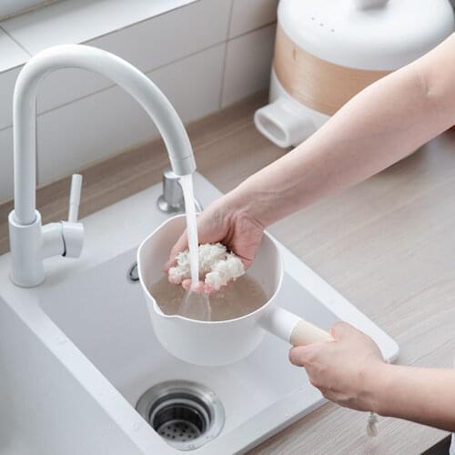 Kitchen Gadgets Useful Creative Plastic Water Scoops Kitchen Wooden Long Handle Water Ladle Bathroom White Scoop Japanese Style