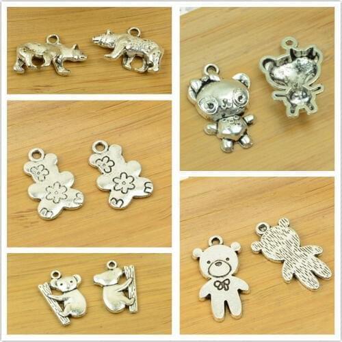 Bear/ koala/hippo alloy DIY pendant charms animal shape antique silver choker jewerly accessories making findings free shipping