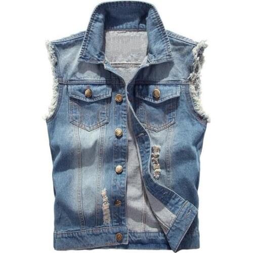 Mens Casual Denim Vests Hip Hop Jean Coats Spring Sleeveless Slim Fit Jean Jacket Vest Male Jeans Tank Top Plus Size 5XL 6XL