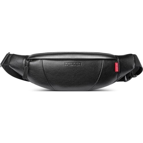 Weysfor Mens Waist Bag Pu Leather Fanny Pack Crossbody Belt Bag Male Waterproof Travel Anti-Theft Chest Bag Hiking Phone Pocket