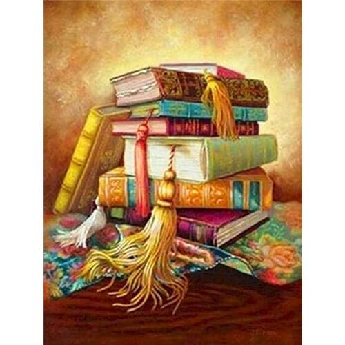 GATYZTORY Frameless Stacks of Books DIY Painting By Numbers Hand Painted Calligraphy Painting Home Wall Art Decor For Artwork 40