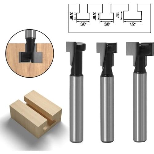 3pcs T-slot Cutter Router Bit Set 6mm 1/4" handle keyhole knife Shank Wood Cutter Hex Bolt Key Hole For M5 M6-M8 Hexagon Screws