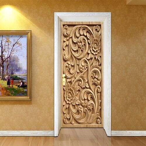 Door Sticker Tools Wallpaper Self Adhesive Renovation European Relief DIY PVC Entrance Home Decoration Decal Print Art Picture