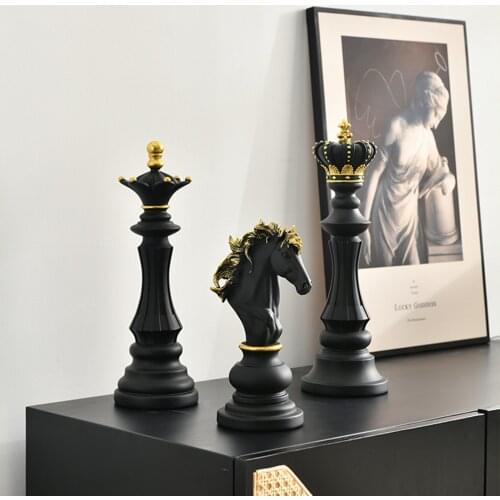 Modern-Style Desktop Decoration Chess-Shaped Statue Resin Decoration Decoration Crafts for Living Room Bedroom and Office