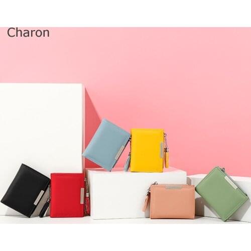 2021 New Pu Leather Wallet Small Tassel Coin Purse Pocket Simple Casual Mini Female Clutch Girl Purse Card Bags Card Holder