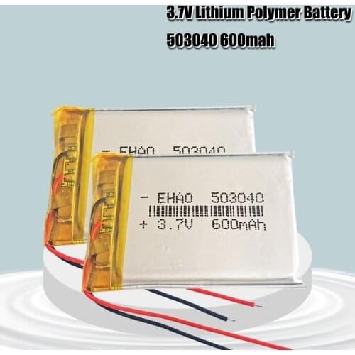 Rechargeable Polymer battery 600 mah 3.7 V 503040 Li-ion battery Cells for smart home dvr,GPS,mp3,mp4,DVD power bank,speaker
