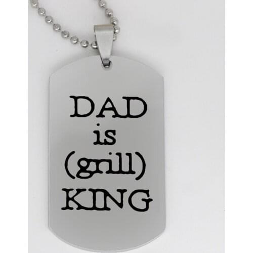 Ufine jewelry dad gift pendant army card Dad is grill king stainless steel customed necklace N4374