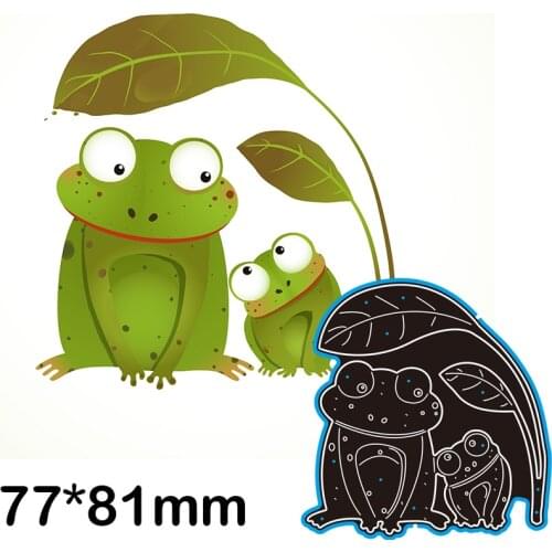 Cutting Dies Two Frogs Under the Leaf Metal for DIY Scrapbooking Photo Album Embossing Paper Card 77*81mm