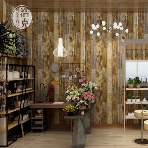 PVC Wood Grain Wallpapers 3d Wood Plank Wall Stickers Home Decoration Furniture Stickers Self-AdhesiveLiving Room Bedroom Walls