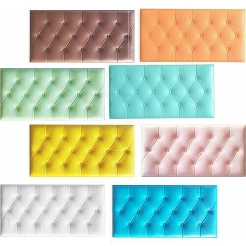 Self-adhesive 3D Three-dimensional Wall Stickers Thicken Tatami Anti-collision Wall Mat Childrens Bedroom Bed Soft Cushion 4MM