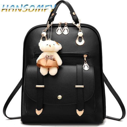School bags for teenage girls 2019 Pure color sweet fashion backpack Travel Backpack Women Girls Bag mochila feminina MX-11