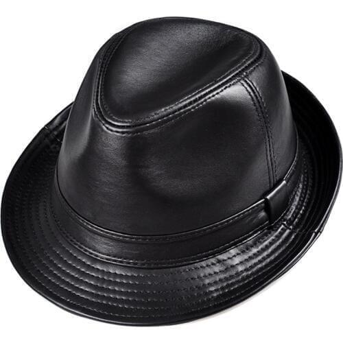 Winter Genuine Leather Wide Brim Stetson Fedoras British Hats For Men/Women Gentman Black 55-61cm Fitted Jazz Hip-Pop Gorras