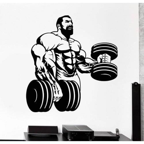 Muscle man Robust body Bodybuilding Fitness Vinyl Wall Decal Bodybuilding Club Gym home home Decorative Wall Sticker 4327