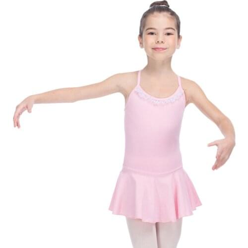 Light Pink Cotton/Lycra Camisole Cross-Back Ballet Leotard Dress Girls Dance Dress All Sizes