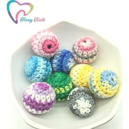 Teeny Teeth 5 PCS Colorful Crochet Beads 20 MM 9 Color Available For Choose Food Grade Teether Baby Nursing Accessories Beads