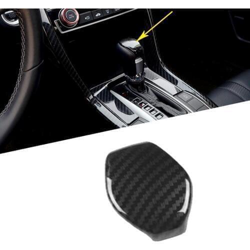 Carbon Fiber Interior Mouldings A/T Gear Shift Knob Head Cover Trim Styling Sticker For Honda Civic 10th 2016 2017 2018 2019