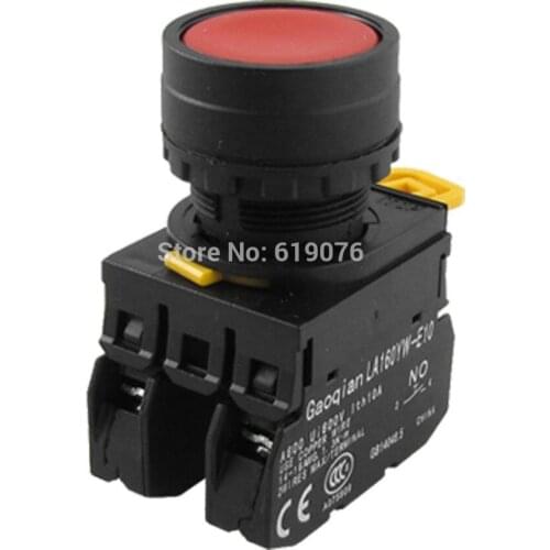 YW1B-M1E11PR Red Sign Signal Momentary Push Button Switch 22mm 7/8" 1 NO 1 NC