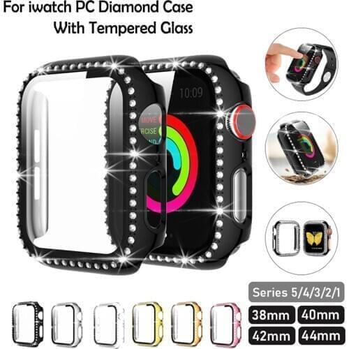 Diamond Bumper Protective PC Cover for Apple Watch Series 5 4 3 2 1 38MM 42MM Case For iwatch 44mm 40mm 5 4 3 Watch accessories