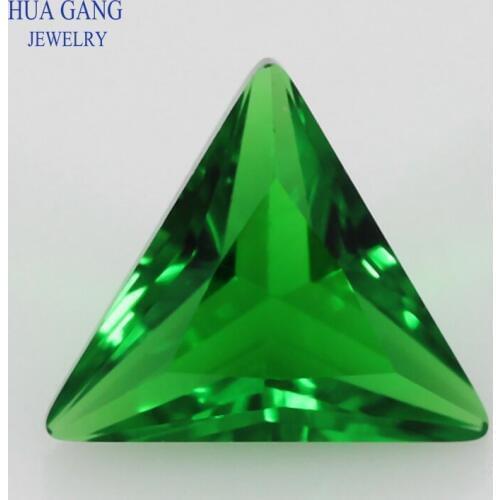 Green Triangle Shape Princess Cut Loose Glass Beads Synthetic Gems For Jewelry Size 3x3~10x10mm Free Shipping