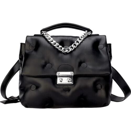 Chain PU Leather Crossbody Bags for Women 2021 High Quality Ladies Designer Shoulder Bag Female Handbags and Purses Black Totes