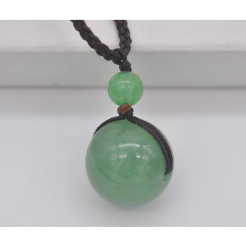 Green Aventurine Round Stone Adjustable Nylon Rope Braid Necklace Jewelry For Woman Gift F434