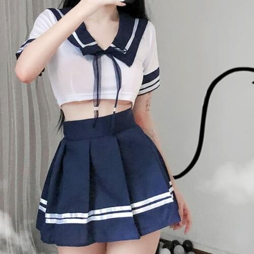 Women Sexy Erotic Lingerie Schoolgirl Outfit Lingerie Roleplay Cosplay Sailor Costumes Exotic Sets Mini Skirt Party Night Club