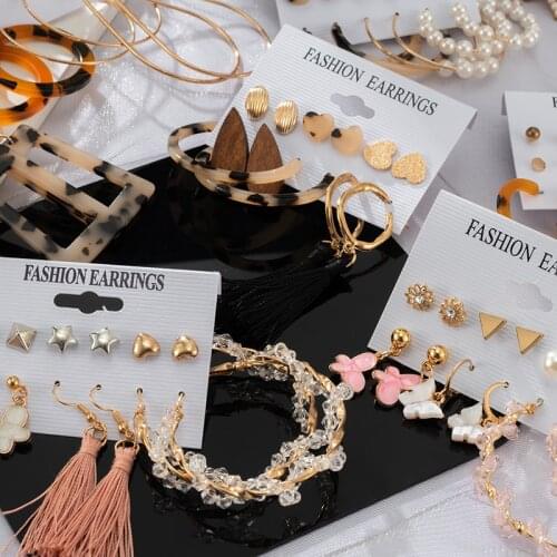 ZWC New Personality Party Fashion Hot Sell Earrings Set For Women Dangle Drop Tassel Earrings Girl Punk Earrings Set Jewelry