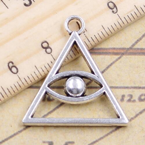 10pcs Charms Deathly Hallows Death Eye 28x27mm Antique Silver Color Pendants Making DIY Handmade Jewelry Factory Wholesale
