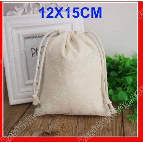 100pcs/lot) size W12xH15cm wholesale small blank drawstring cotton cotton shopping bag with logo