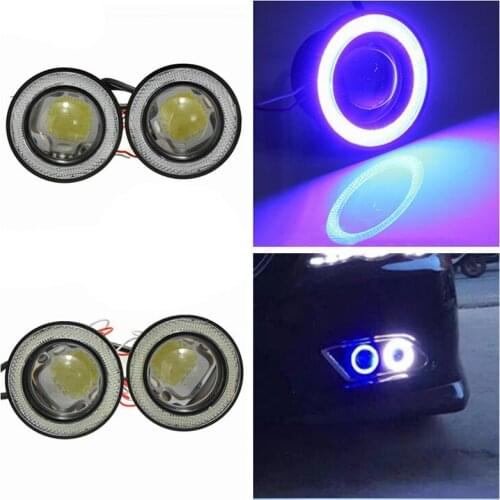 Studyset 2Pcs Universal Car Fog lights Waterproof 1200Lm Angel Eyes COB LED DRL Driving Lights 12V 30W Auto Led Bulbs