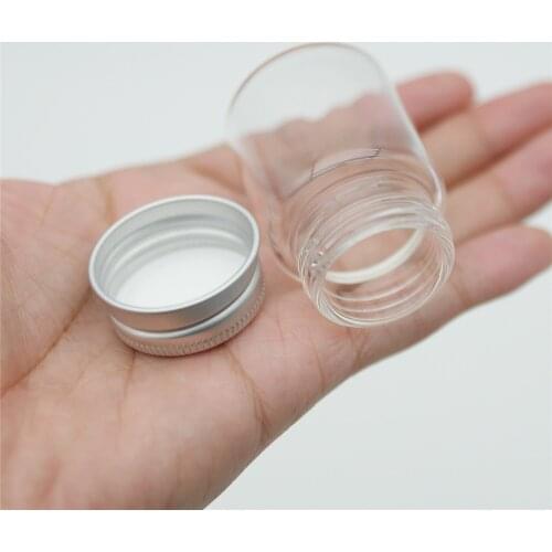 24pcs 37*50mm 30ml Mini Glass Vials Bottle Aluminum Caps Tiny Test Tube Spices Storage Small Jars Container Decorative Craft