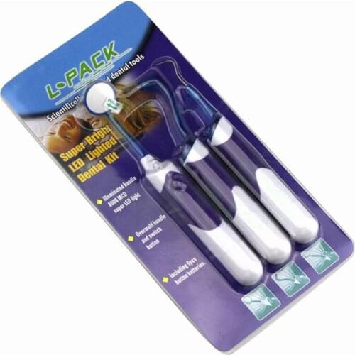 3in1 Oral Dental Hygeine LED Professional Cleaning Kit Mirror Plaque Remove Tooth Stain Eraser