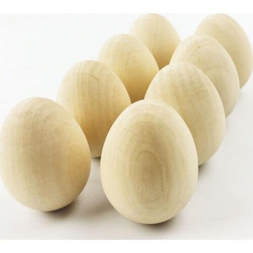 50pcs Wood Easter Eggs Large 6*4.3cm Wooden Hen Egg DIY Unfinished Simulation Egg Decorate It Yourself Toys