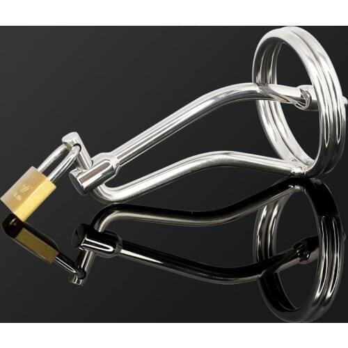 Aduct Sex Toys For Men 18+ Penis Cock Ring Stainless Steel Cock Cage With Urethral Catheter Erotic Chastity Device Lock Cockring