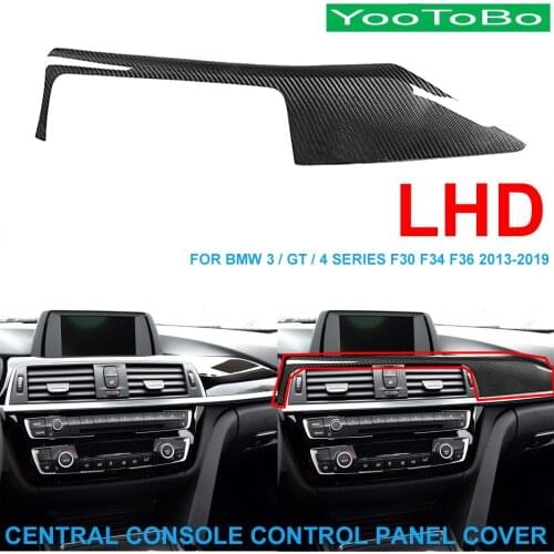 LHD Car Styling Real Carbon Fiber Central Console Control Panel Cover Trim Sticker For BMW 3/GT/4-Series F30 31 F32 F33 F34 F35