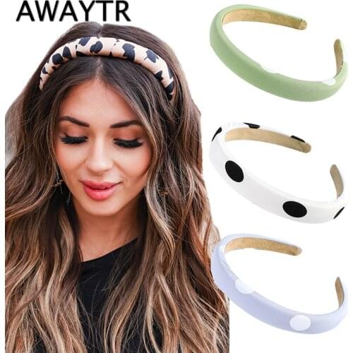 AWAYTR 2021 Female Bezel Padded Headband for Women Dots Thin Hair Hoop Hairband Sponge Hair Band Girls Hair Accessories