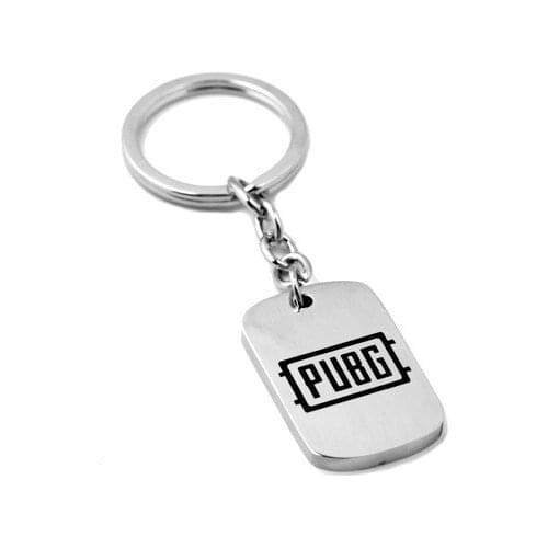 Game PUBG Playerunknown Battle Fields Cosplay Accessories Silver Plated Zinc Alloy Plating metal Key Chains square Key Chains