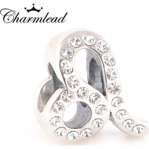 Charmlead 925 Sterling Silver Beads Leo Zodiac Charm with CZ Fits Original Charms bracelets DIY Bracelets & Bangles Jewelry