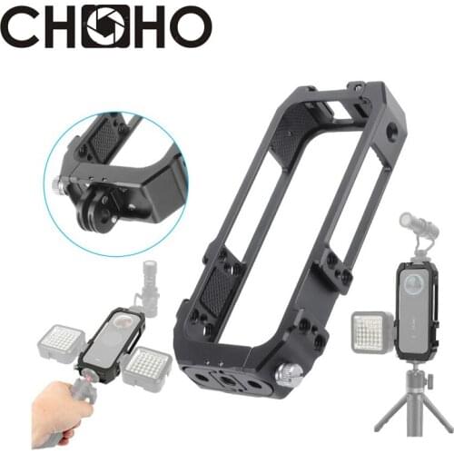 For Insta360 ONE X2 accessories case Protective Aluminium Alloy Housing Metal Frame Microphone Fill Light and 1/4 threaded ports