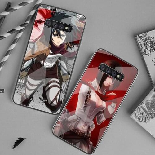 Attack on Titan Mikasa Ackerman Phone Case Tempered Glass For Samsung S20 Plus S7 S8 S9 S10 Plus Note 8 9 10 Plus
