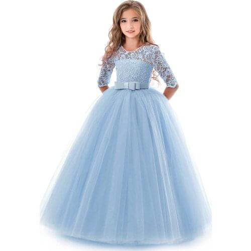 Teen Girl Evening Party Long Dress 5-14Y Girl Formal School Ceremony Outfit Kids Christening Costume White first Communion Dress